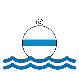 blue and white ball buoy in water